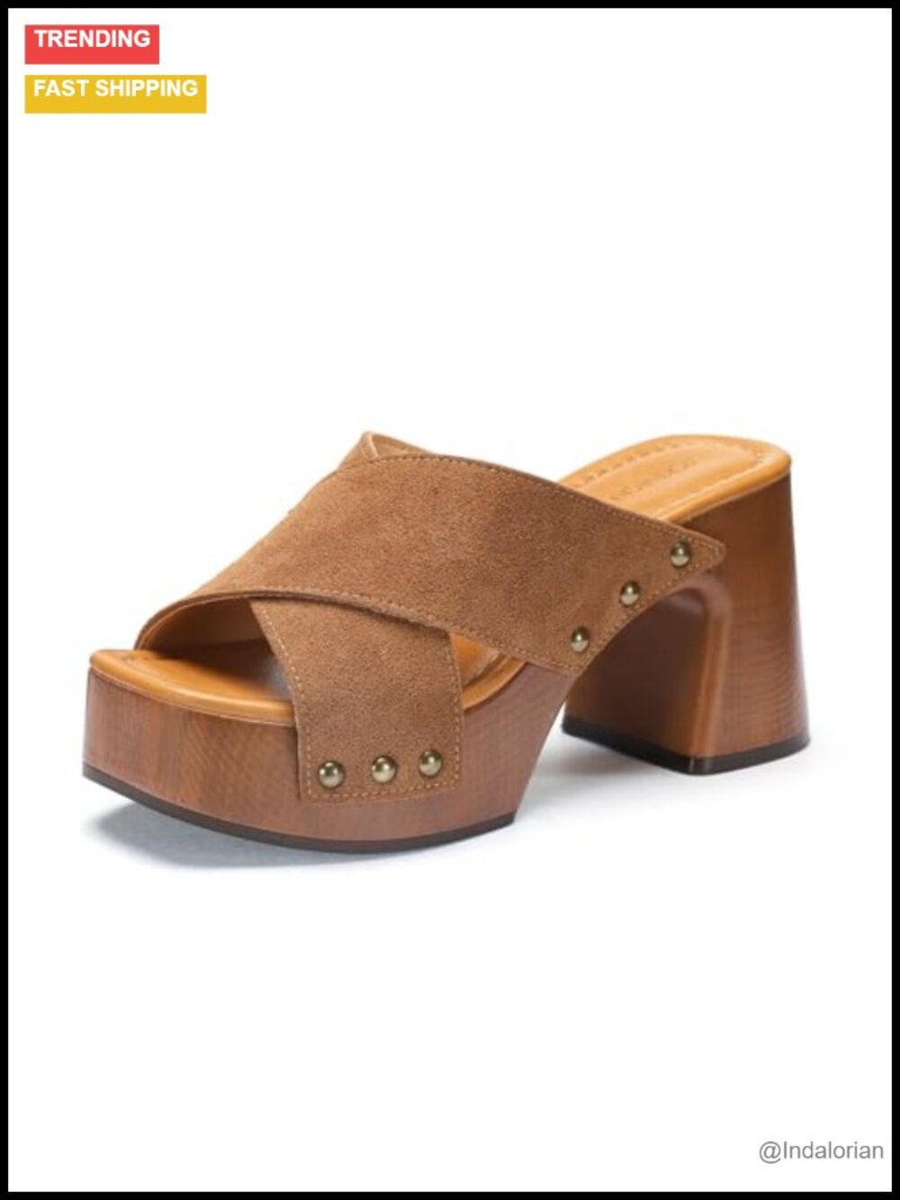 Women's Platform Chunky Sandals Square Open Toe Block Heel Studded